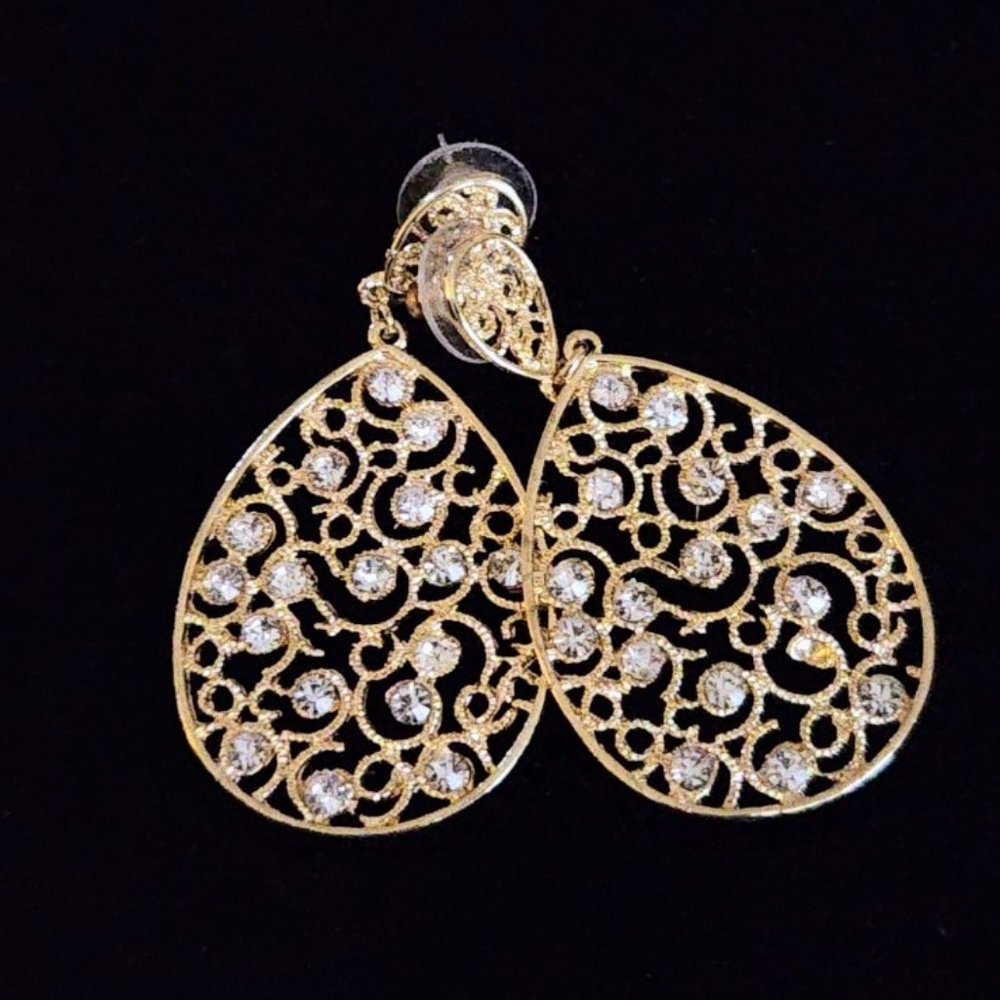 Gold and Crystal Dangle Earrings
